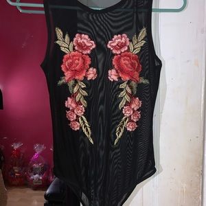 Sheer floral bodysuit ❤️